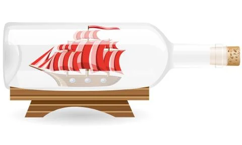 Ship in a bottle illustration Stock Illustration