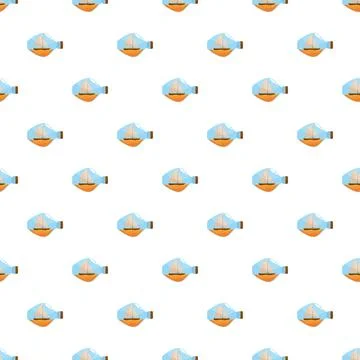 Ship in a bottle nautical decor seamless pattern Illustrazione stock