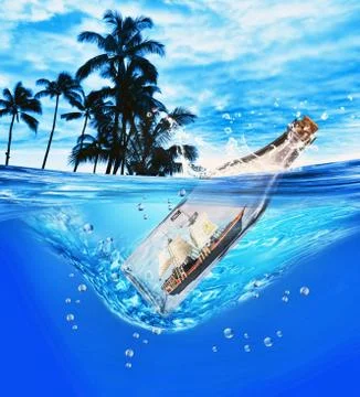 Ship in a Bottle. Stock Photos