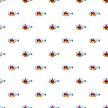 Ship in a bottle seamless pattern design Illustrazione stock