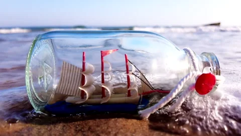 A Ship in a Bottle on the Shore Video stock 163186790