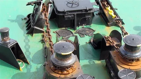 Ship bow and anchor chains Stock Footage 125762358