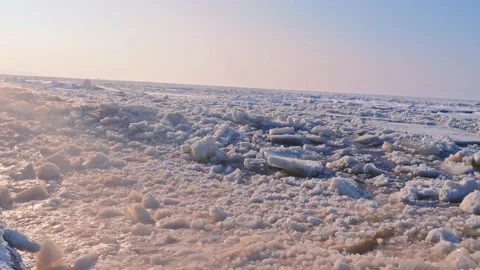 Ship Breaking Through Ice ocean Video stock 142186608
