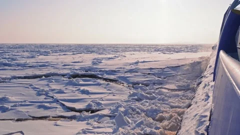 Ship Breaking Through Ice ocean Video stock 142418574