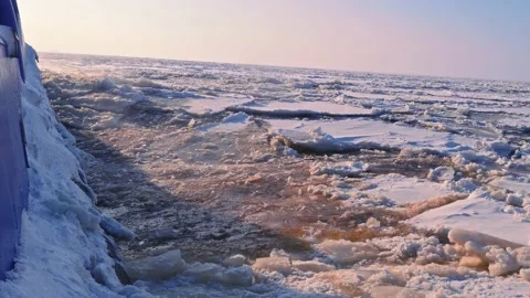 Ship Breaking Through Ice ocean Stock Footage 146687871