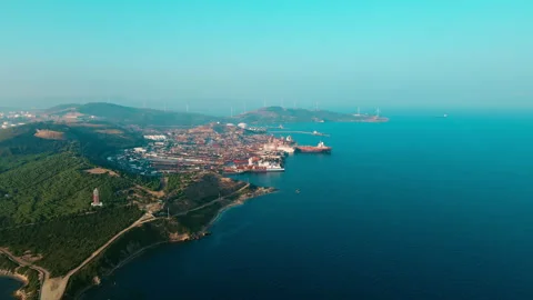 Ship breaking yard, demolition yard where old cargo ships, tankers for scrap Stock Footage 262462860