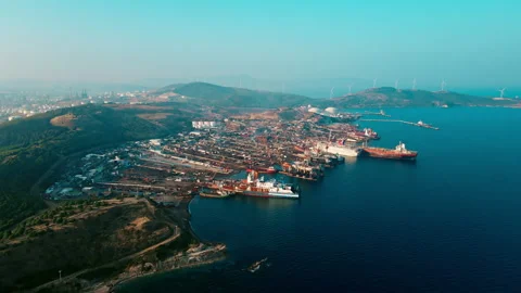 Ship breaking yard Stock Footage 260937330