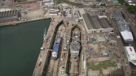 Ship Building In Docks, Near Old Priory Stock Footage 65378518