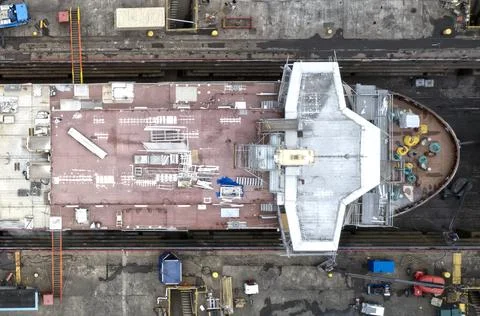 Ship building ferry at dry dock for construction Stock Photos