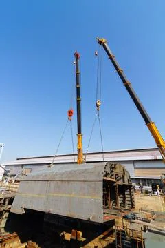 Ship building shoot inside of dry dock Stock Photos