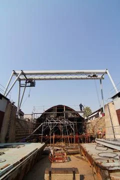 Ship building shoot inside of dry dock Foto stock