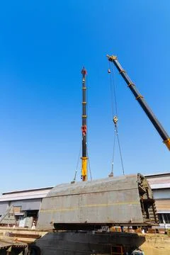 Ship building shoot inside of dry dock Stock Photos
