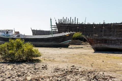 Ship building yard at Mandvi Foto stock