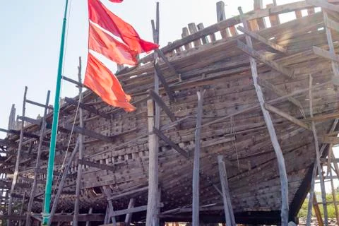 Ship building yard at Mandvi Foto stock