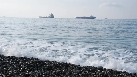 The ship called Rio ran aground after a storm in the black sea. Aerial view. 스톡 동영상 101573366