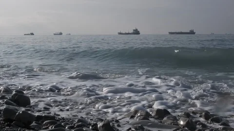 The ship called Rio ran aground after a storm in the black sea. Aerial view. 動画素材 101574880