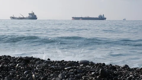 The ship called Rio ran aground after a storm in the black sea. Aerial view. 스톡 동영상 101578837