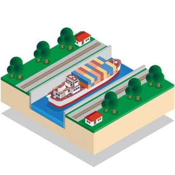 Ship Canal. Stock Illustration