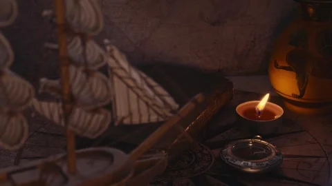 Ship-candle-mockup-treasure-hunt Stock Footage 295753164