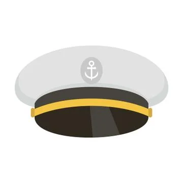 Ship captain cap icon, flat style Stock Illustration