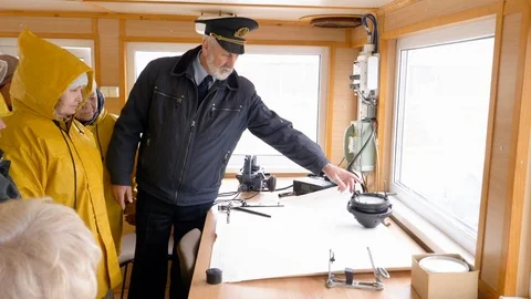 Ship Captain Explanation Sailors Navigation System Stock Footage 107996729