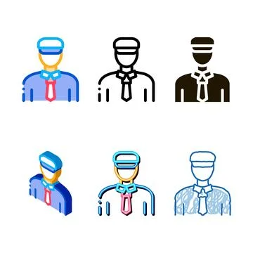 Ship captain icon styles vector outline Illustration