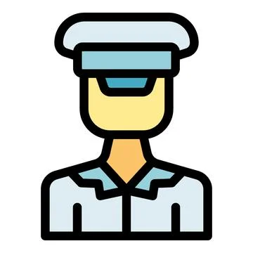 Ship captain wearing uniform and cap navigating vessel Stock Illustration