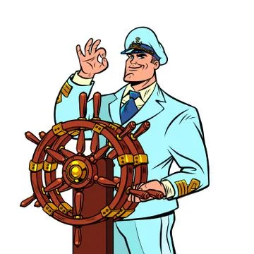Ship captain in a white uniform Illustrazione stock