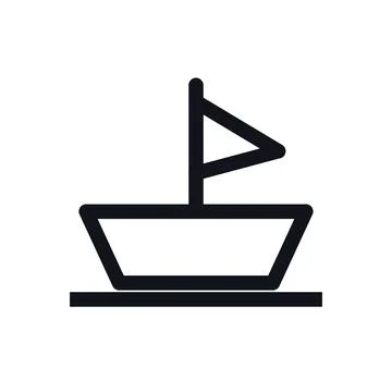 Ship Cargo Boat Black White Line Icon Editable Stroke Vector Symbol Illustrazione stock