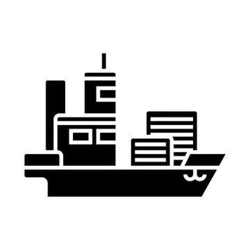 Ship cargo container  icon, vector illustration, black sign on isolate Stock Illustration