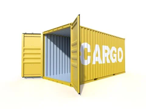 Ship cargo container side view with cardboard boxes Stock Illustration