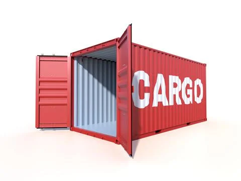 Ship cargo container side view with cardboard boxes Stock Illustration