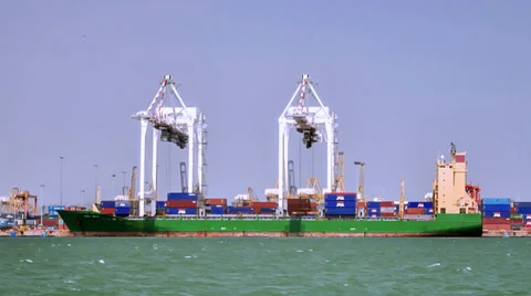 Ship cargo in jetty - Time lapse Stock Footage 34255879