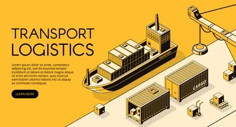 Ship cargo logistics vector isometric illustration イラスト素材