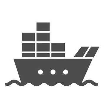 Ship with cargo solid icon. Boat with containers vector illustration isolated on Stock Illustration