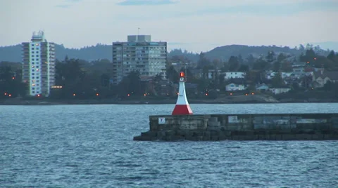Ship at Channel Divider in Victoria Video stock 33605151