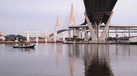 Ship in Chao Phraya River Stock Footage 54988132