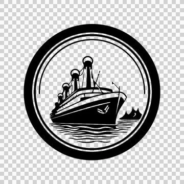 Ship Circular Of And Iceberg sailing waves Stock Illustration