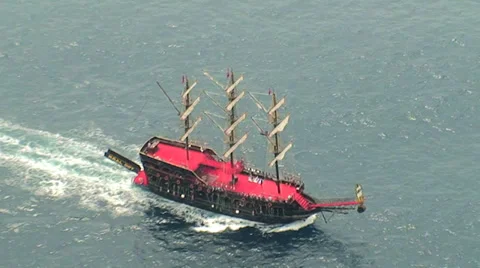 Ship From The Cliff Stock Footage 32703212