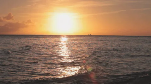 Ship Close To Sunset On The Ocean Video stock 36629452