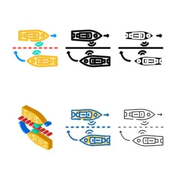 Ship collision avoidance concepts systems color icon vector イラスト素材