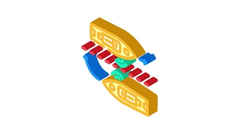 Ship collision avoidance systems isometric icon animation Stock Footage 327290477