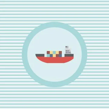 Ship color flat icon Illustrazione stock