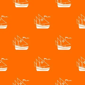 Ship of Columbus pattern seamless Stock Illustration