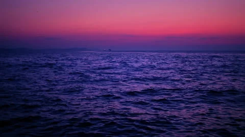 The ship comes into port during the sunset Stock Footage 26294860