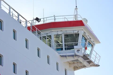 Ship Command Bridge Starboard Viewing Top Deck Stock Photos