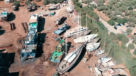 Ship Constructed Area - 4K Drone Footage 스톡 동영상 138408211