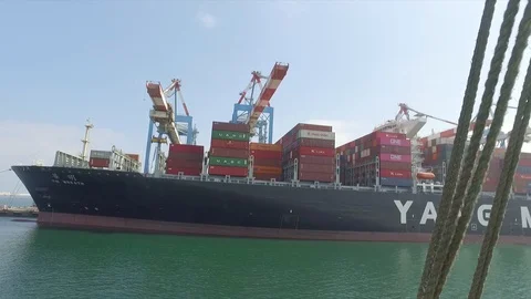 A ship with containers in port Stock Footage 118591463