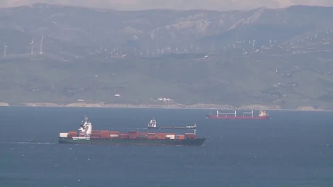Ship with containers in the sea Stock Footage 73661289