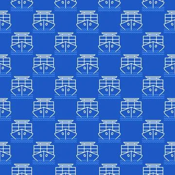 Ship with Containers vector International Cargo outline seamless pattern イラスト素材